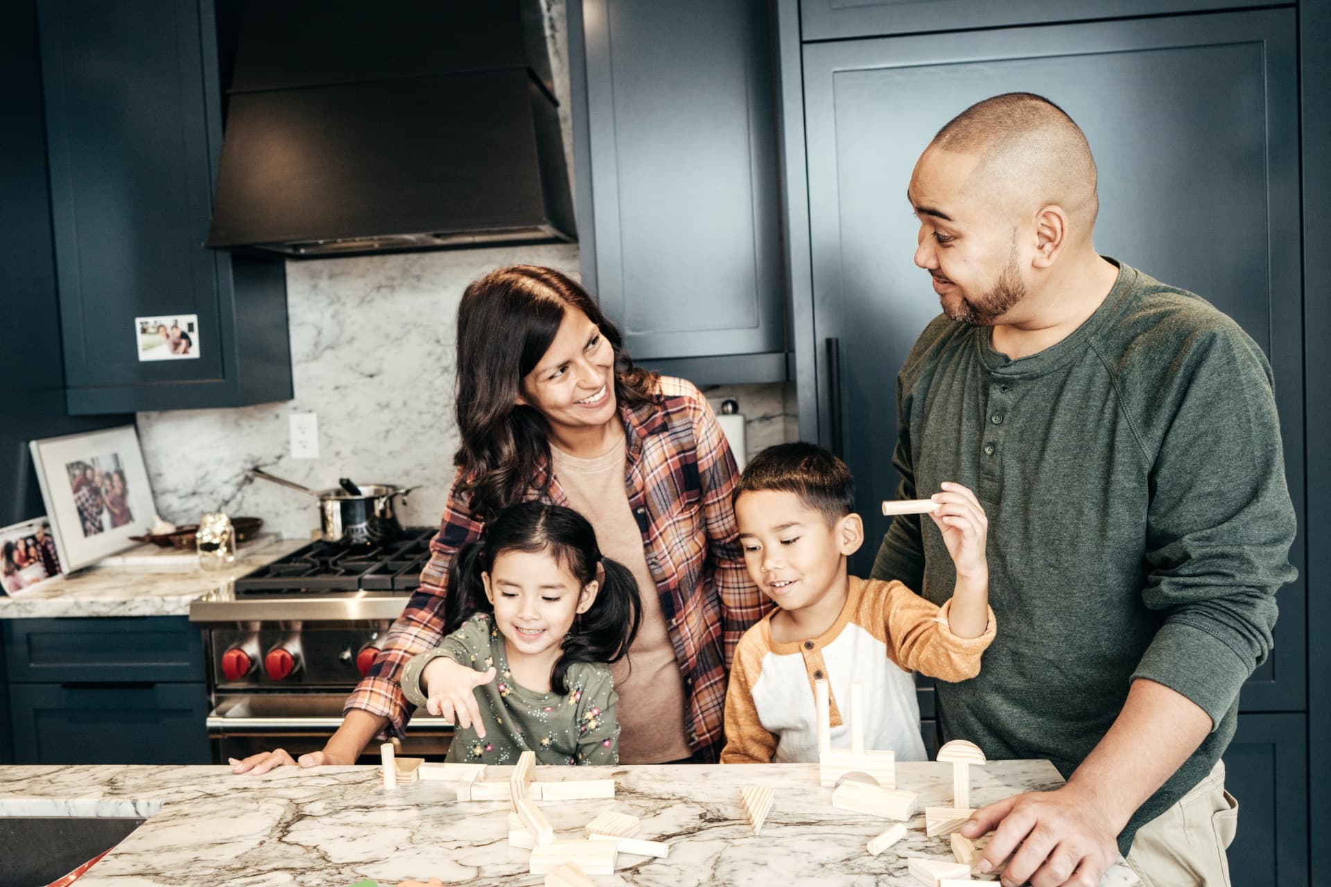 A family spending time together at home